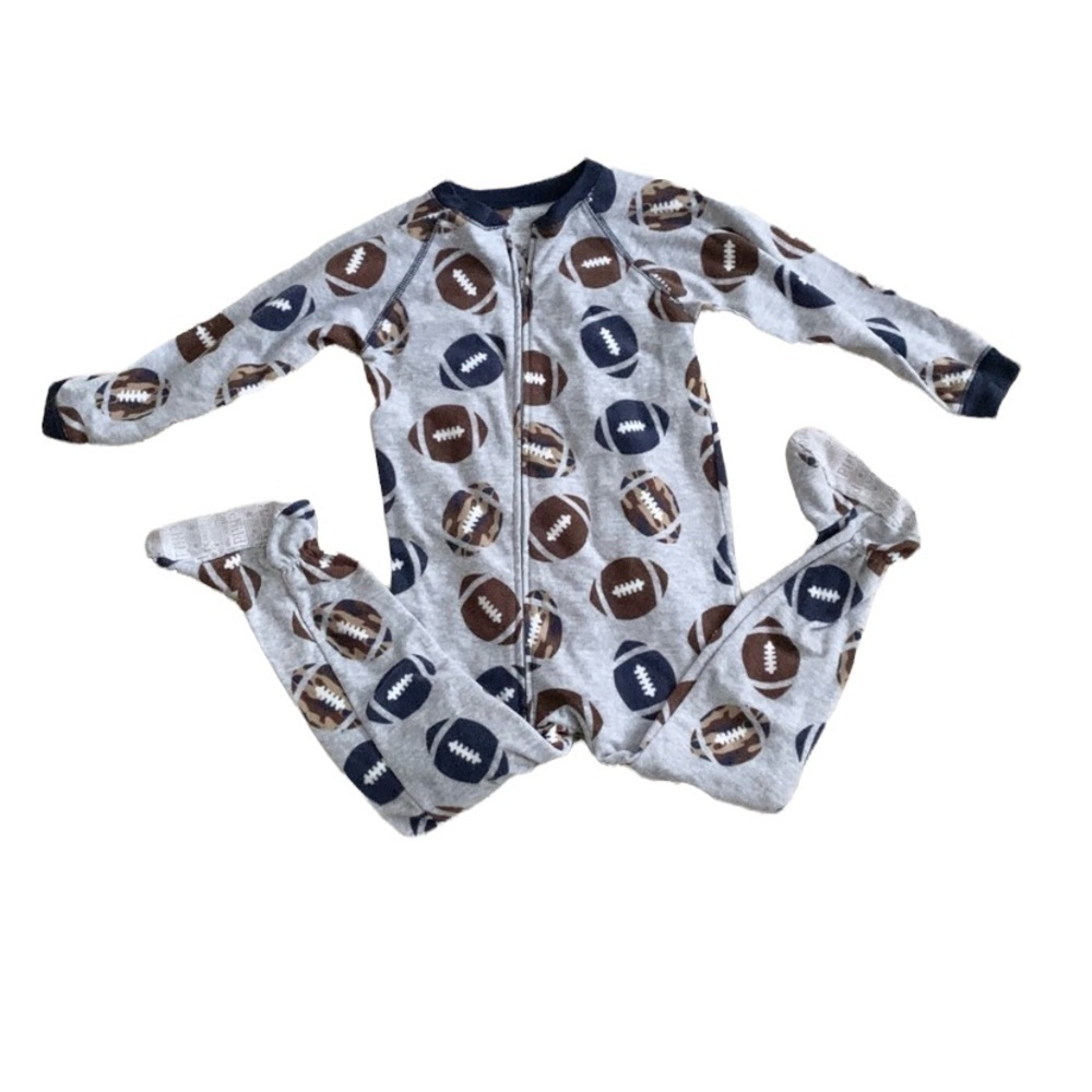 Carter’s | Child of Mine | Pajama One Piece Foot Covers Gray Blue Brown - Picture 1 of 9